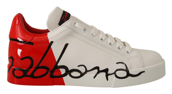 White Red Lace Up Womens Low Top Sneakers Shoes