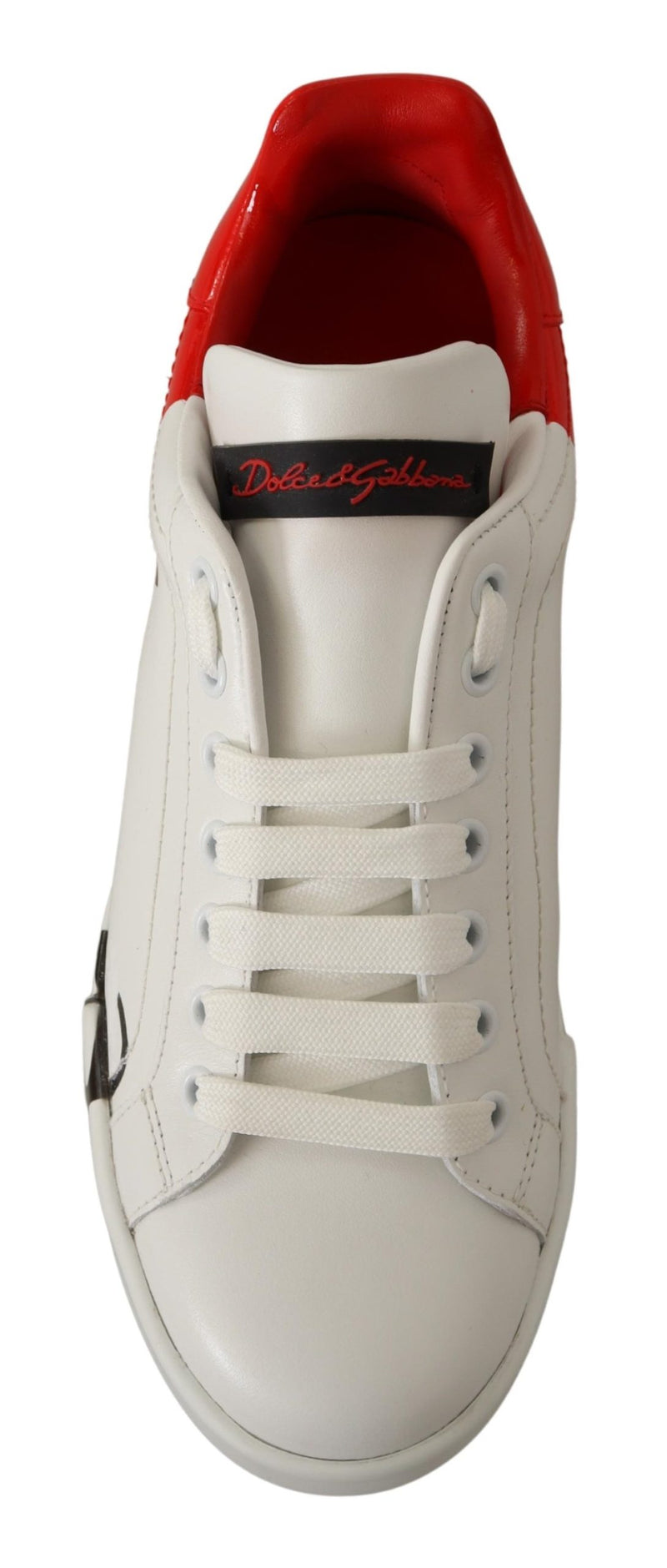 White Red Lace Up Womens Low Top Sneakers Shoes