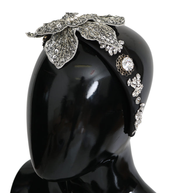 Black Crystal Silver Diadem Tiara Headband