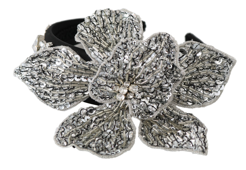 Black Crystal Silver Diadem Tiara Headband