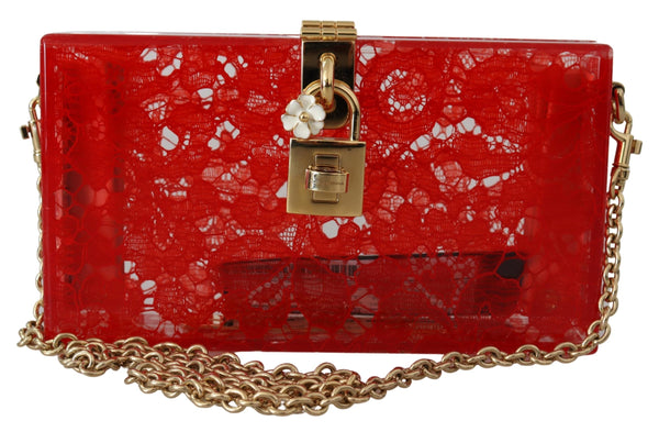 Red Taormina Lace Clutch Plexi SICILY Purse BOX Bag