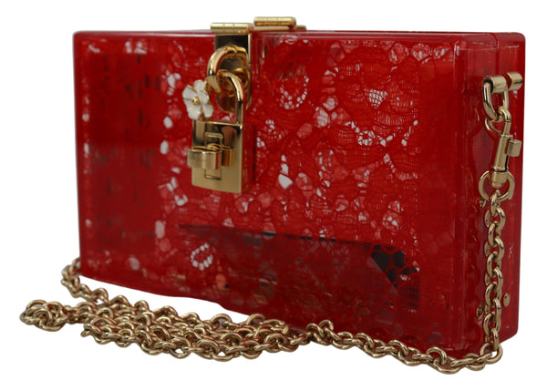 Red Taormina Lace Clutch Plexi SICILY Purse BOX Bag