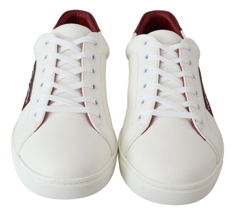 White Bordeaux Leather Low Top Shoes Sneakers