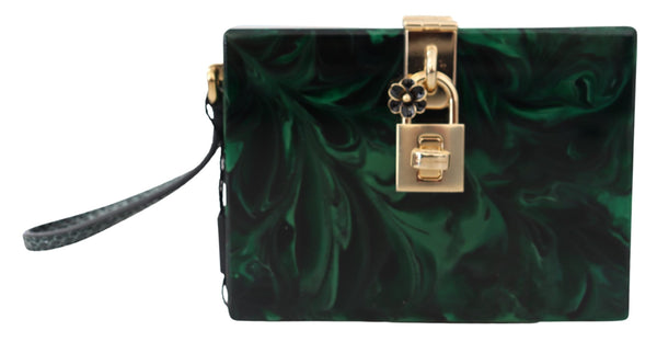 Green Plexi Gold Chain Shoulder Borse Clutch BOX Bag