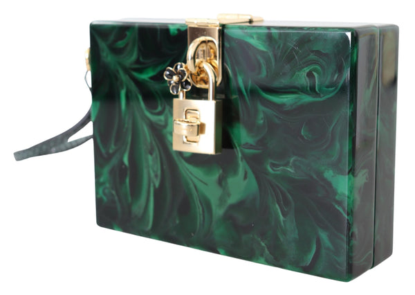 Green Plexi Gold Chain Shoulder Borse Clutch BOX Bag