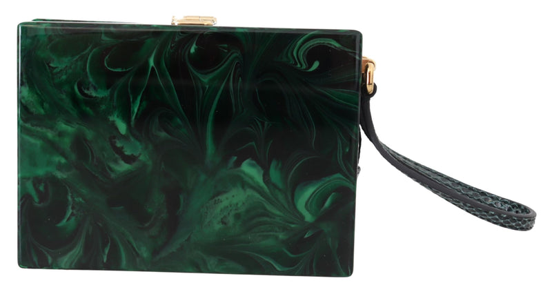 Green Plexi Gold Chain Shoulder Borse Clutch BOX Bag