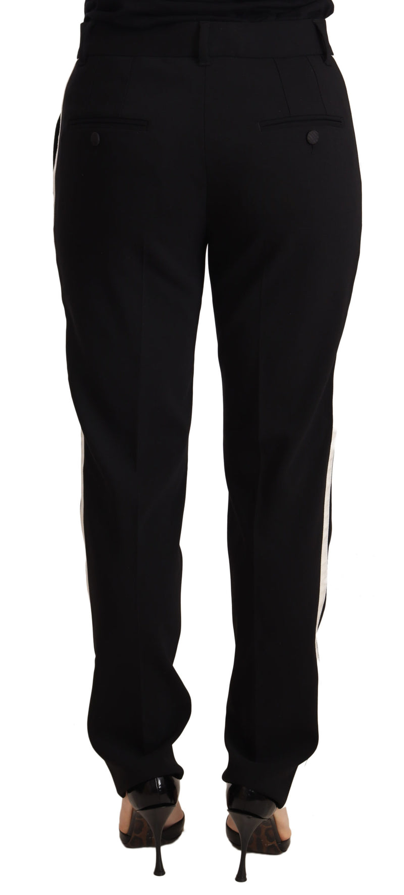 Black White Stripe Trouser Wool Silk Pants