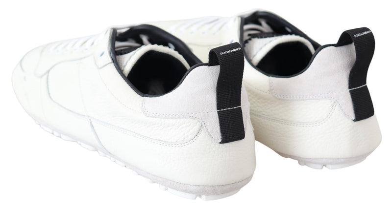 White Leather Mens Drivers Sneakers  Shoes