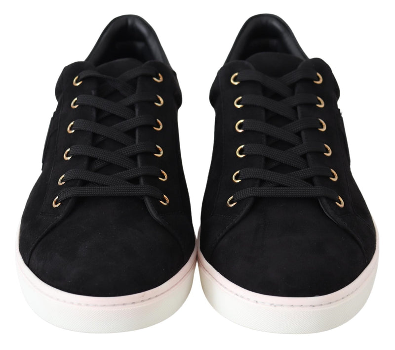 Black Suede Leather Mens Low Tops Sneakers
