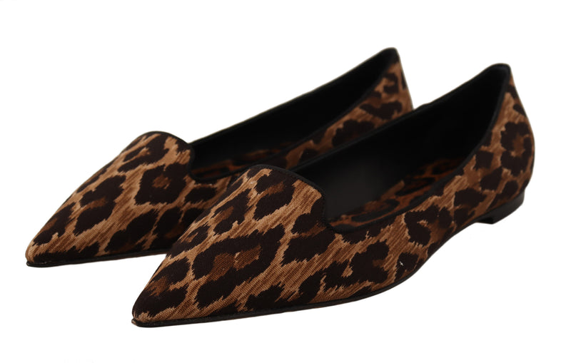 Brown Leopard Print Ballerina Loafers Shoes