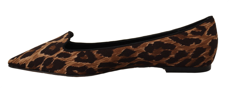 Brown Leopard Print Ballerina Loafers Shoes