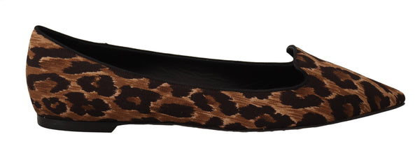 Brown Leopard Print Ballerina Loafers Shoes