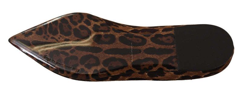 Brown Leopard Print Ballerina Loafers Shoes