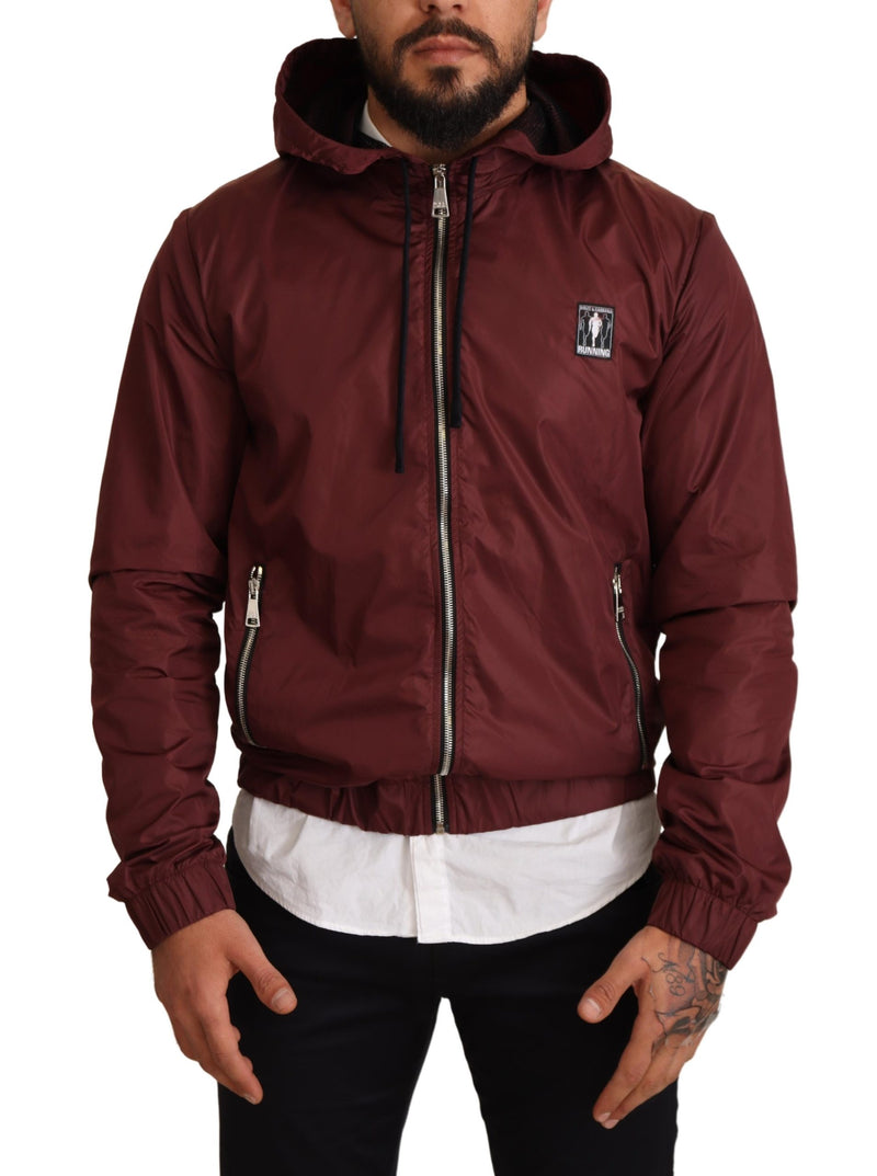 Maroon Windbreaker Hooded Full Zip Sweater