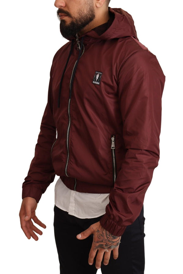 Maroon Windbreaker Hooded Full Zip Sweater