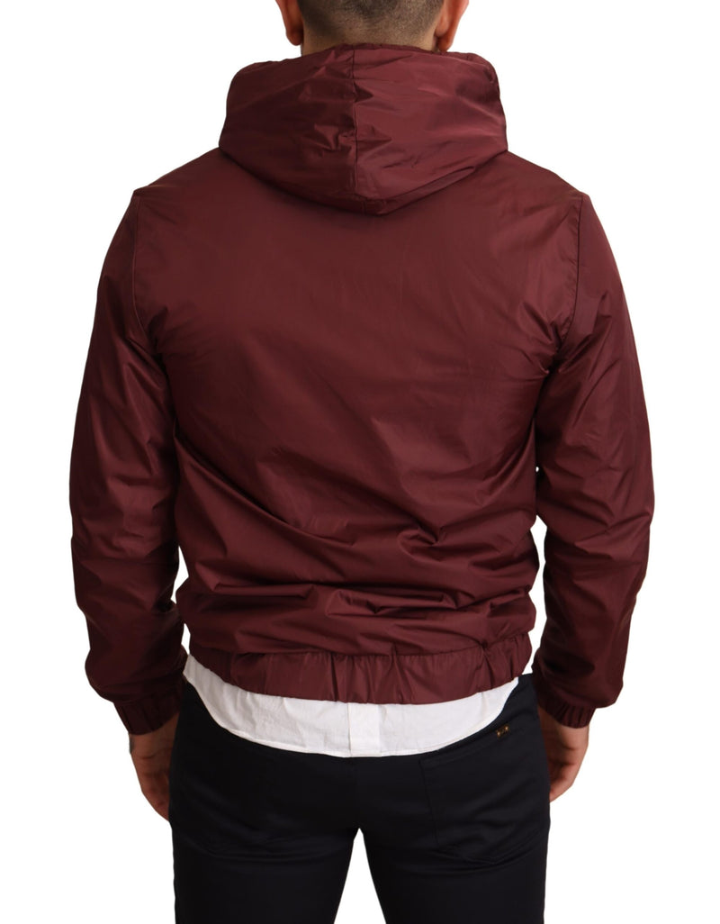 Maroon Windbreaker Hooded Full Zip Sweater