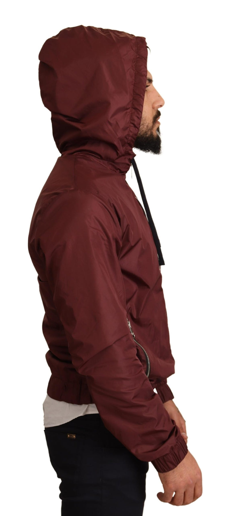 Maroon Windbreaker Hooded Full Zip Sweater