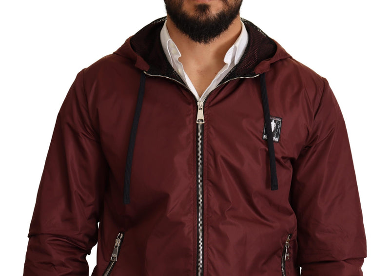 Maroon Windbreaker Hooded Full Zip Sweater