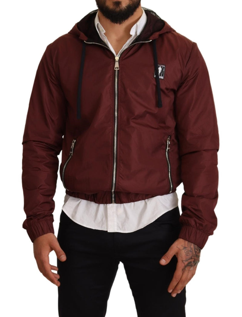 Maroon Windbreaker Hooded Full Zip Sweater