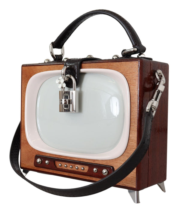Brown Retro TV Limited Edition Leather Handmade Purse