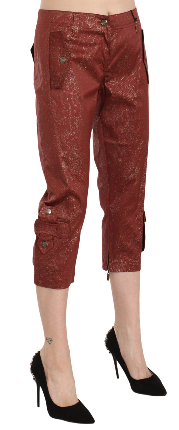 Bordeaux Gold Cotton Capri Trousers Pants