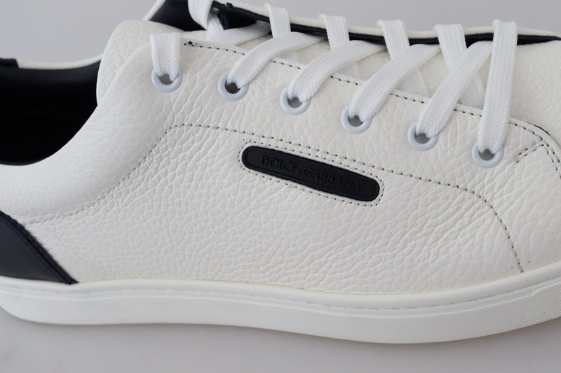 White Blue Leather Low Top Mens Sneakers Shoes
