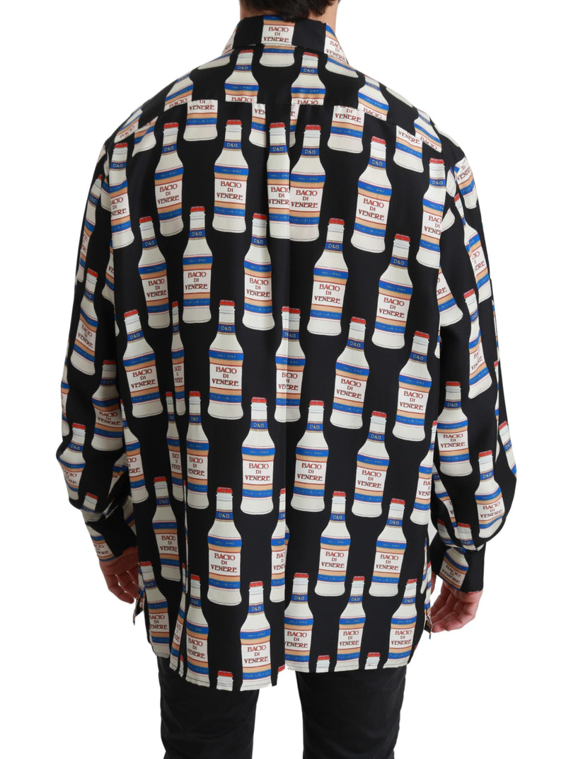 Black Silk KISS OF VENUS Print Casual sHIRT