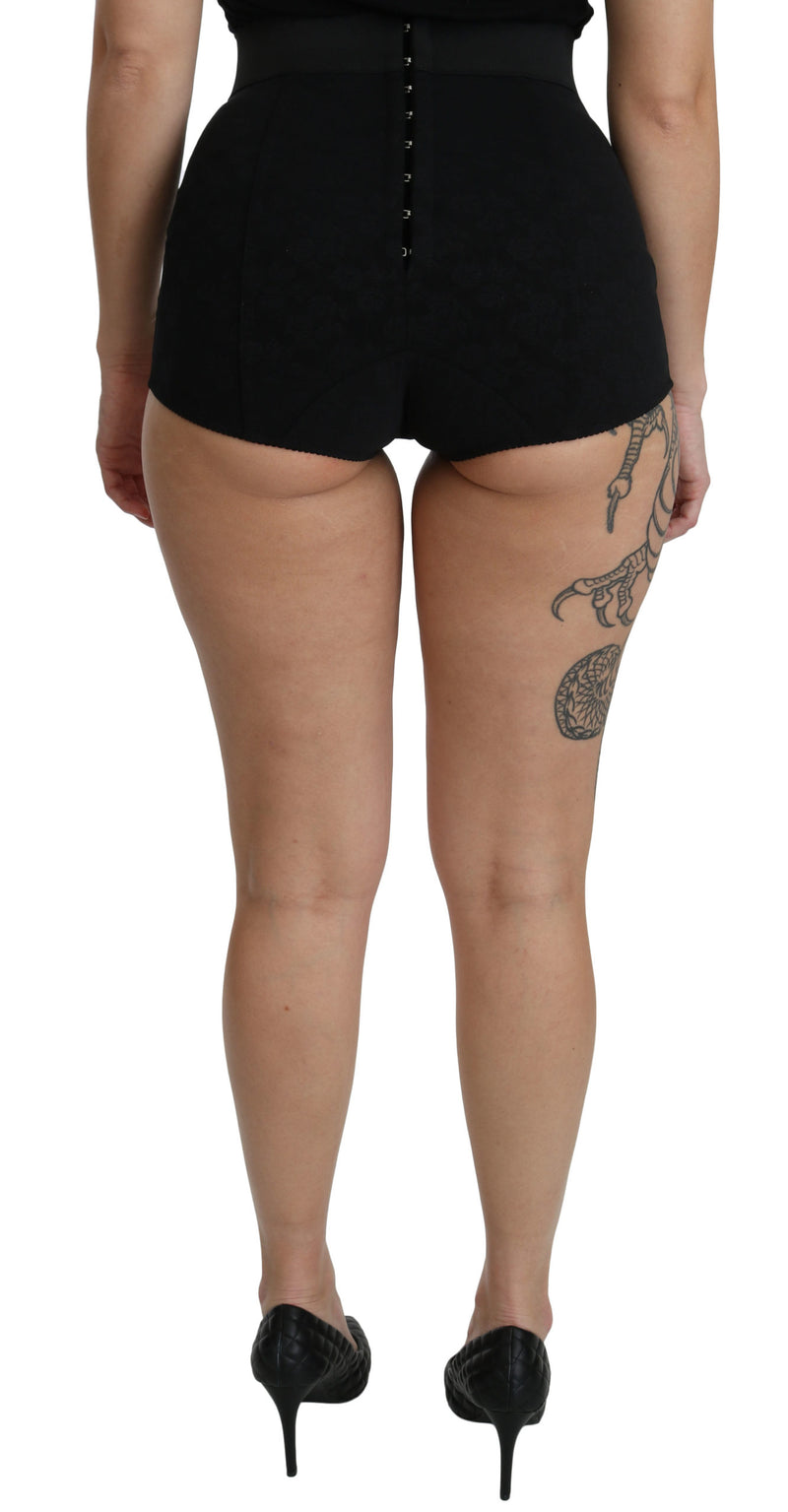 Black Nylon High Waist Mini Hot Shorts