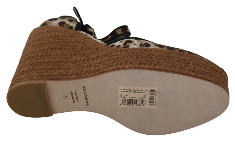Brown Leopard Ankle Strap Wedge Sandals Shoes