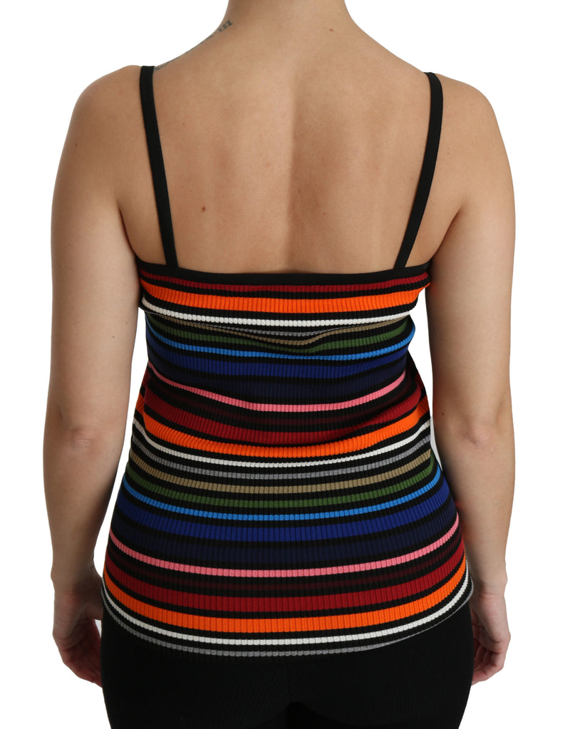 Black Striped Sleeveless Blouse Tank Cotton Top