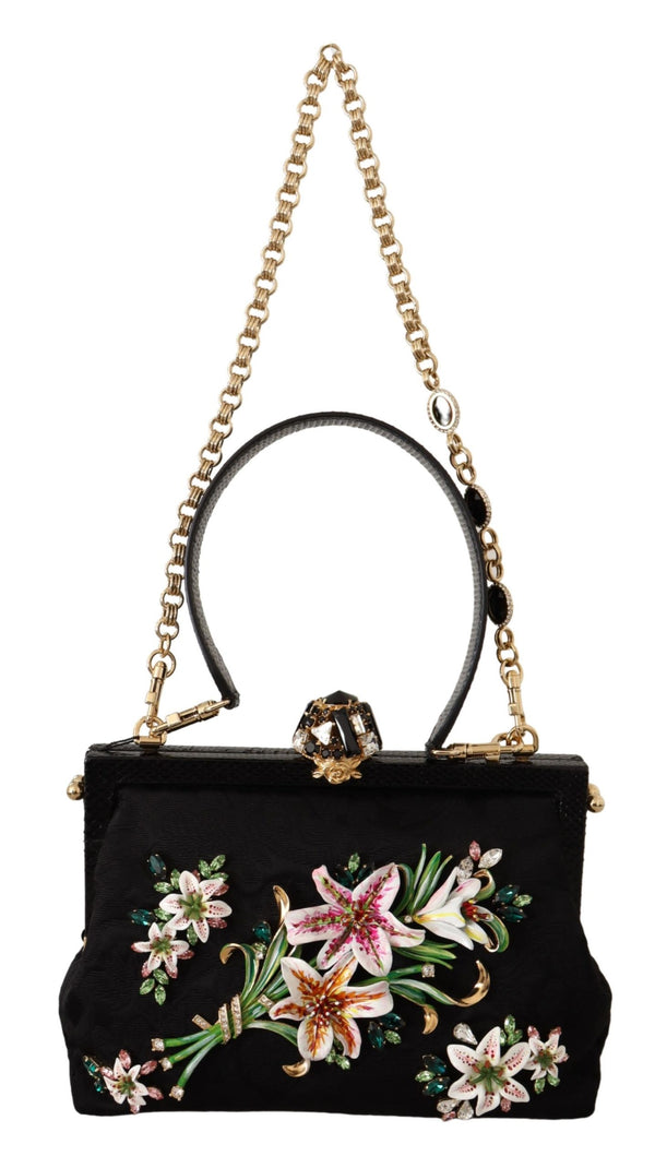 Black Floral Crystal Shoulder Borse VANDA Purse
