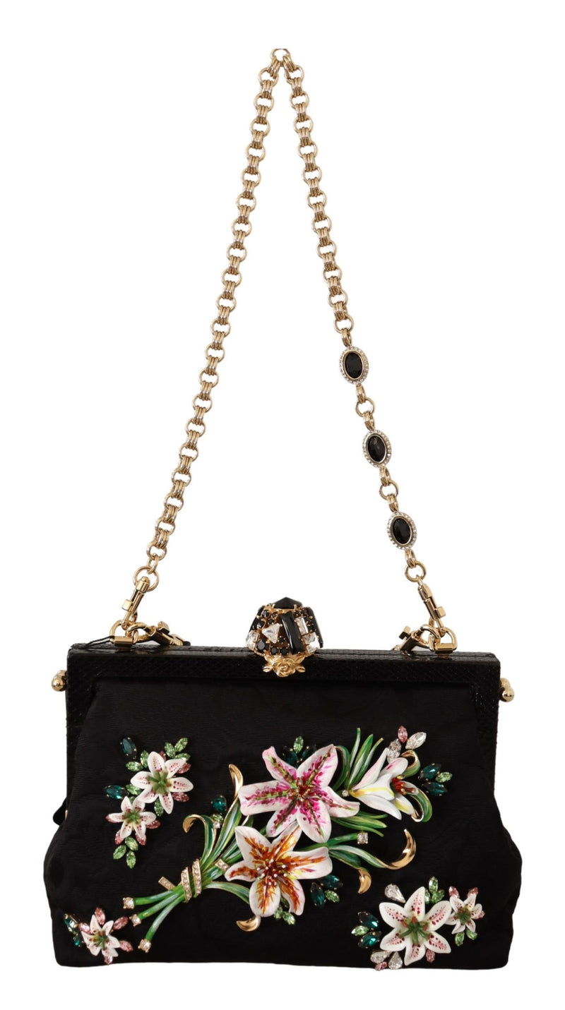 Black Floral Crystal Shoulder Borse VANDA Purse