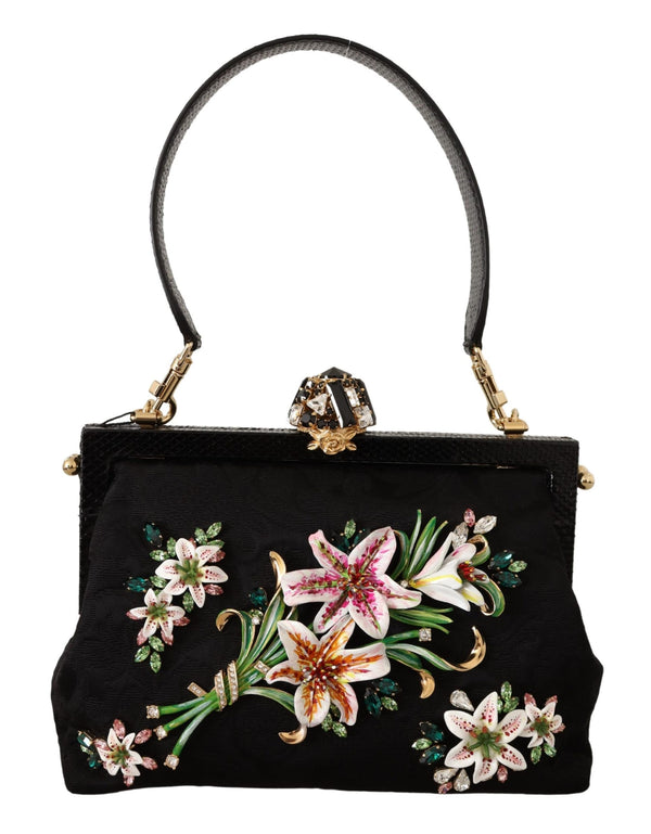Black Floral Crystal Shoulder Borse VANDA Purse