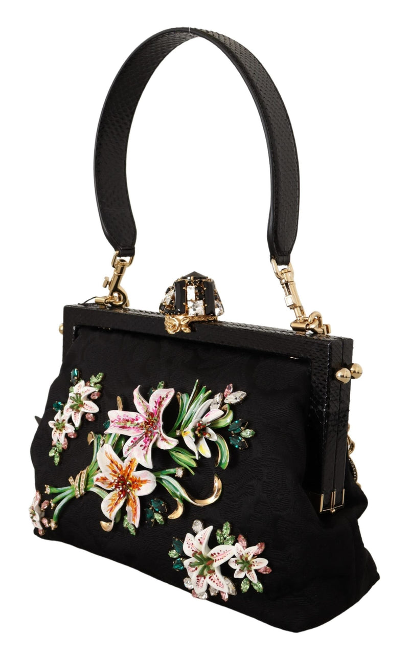 Black Floral Crystal Shoulder Borse VANDA Purse