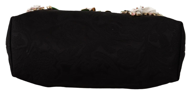Black Floral Crystal Shoulder Borse VANDA Purse