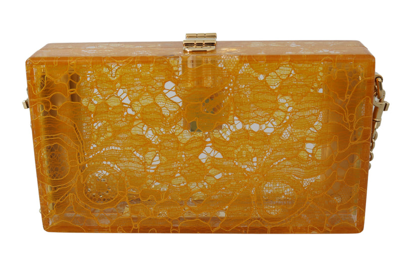 Yellow Plexiglass Taormina Lace Clutch Borse Bag BOX