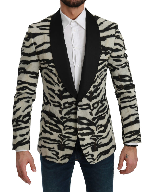 Black White Zebra Slim Fit Formal Blazer