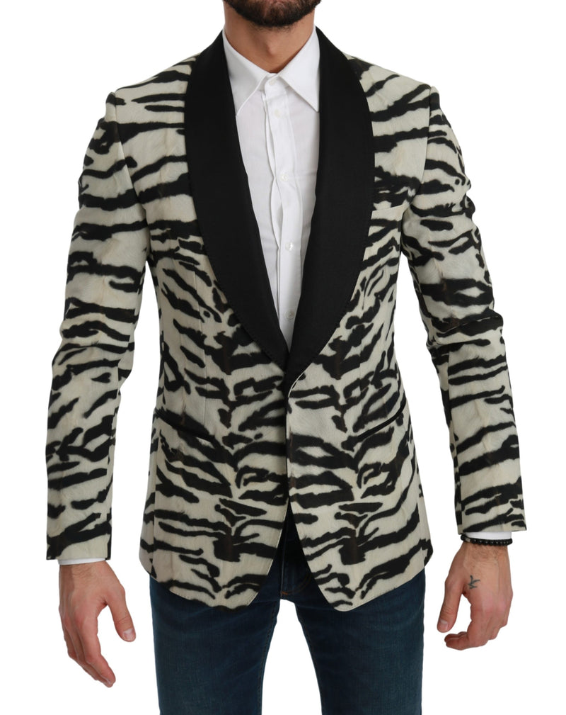Black White Zebra Slim Fit Formal Blazer