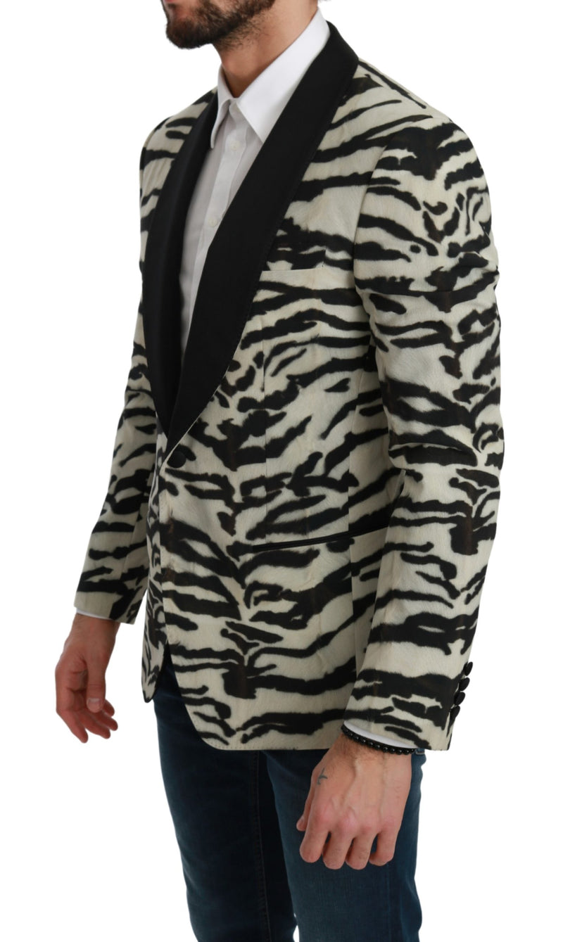Black White Zebra Slim Fit Formal Blazer