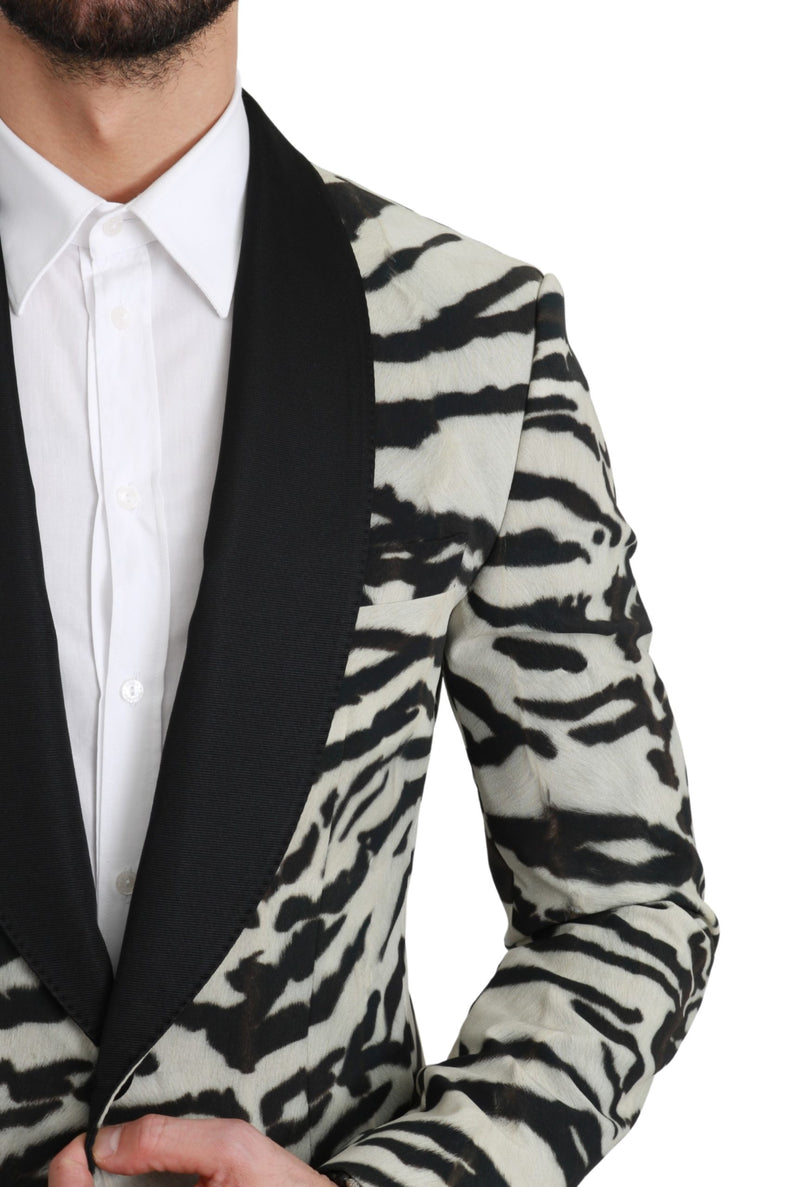 Black White Zebra Slim Fit Formal Blazer
