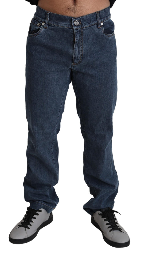 Blue Cotton Formal Fit Denim Jeans