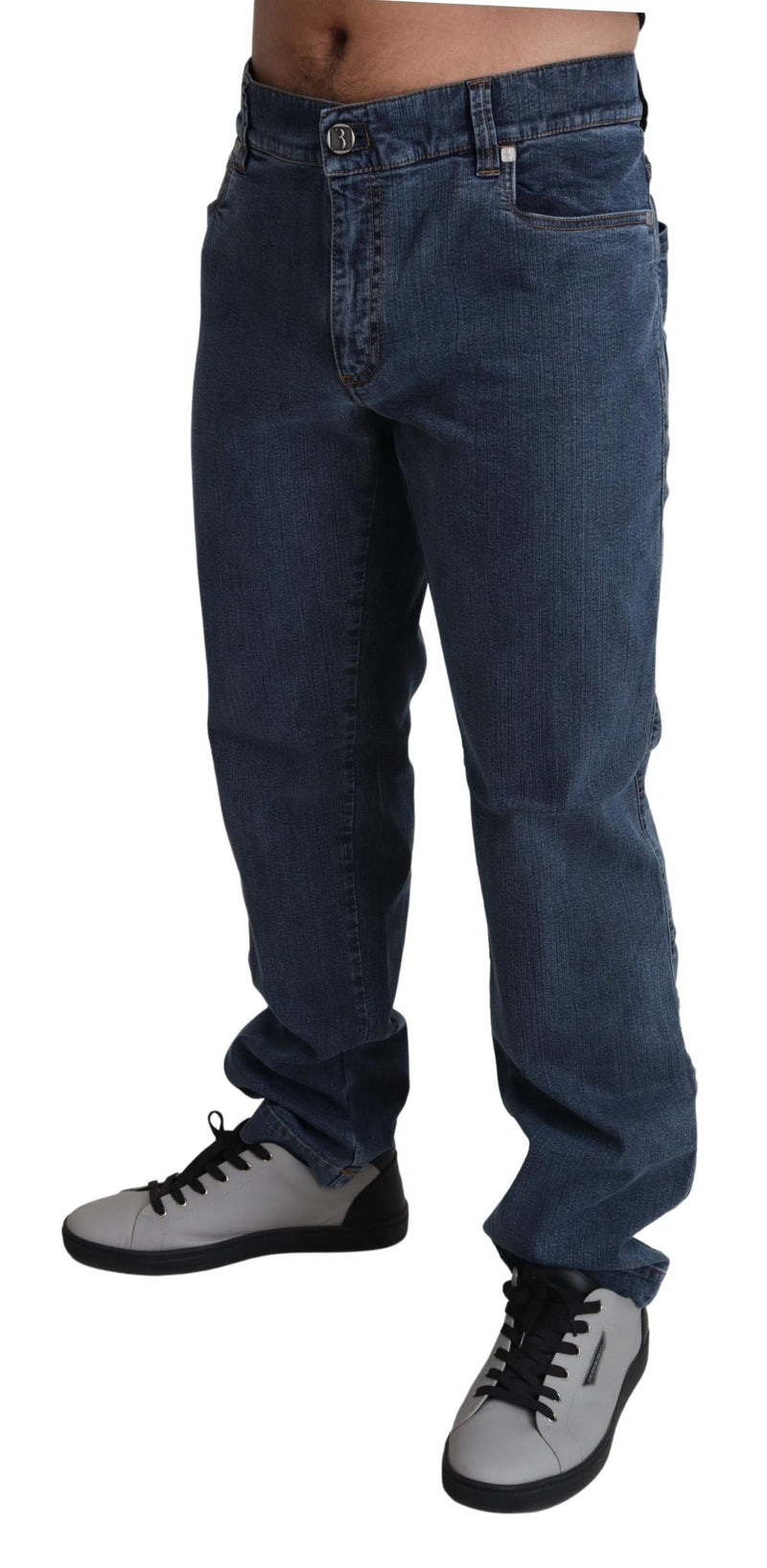 Blue Cotton Formal Fit Denim Jeans