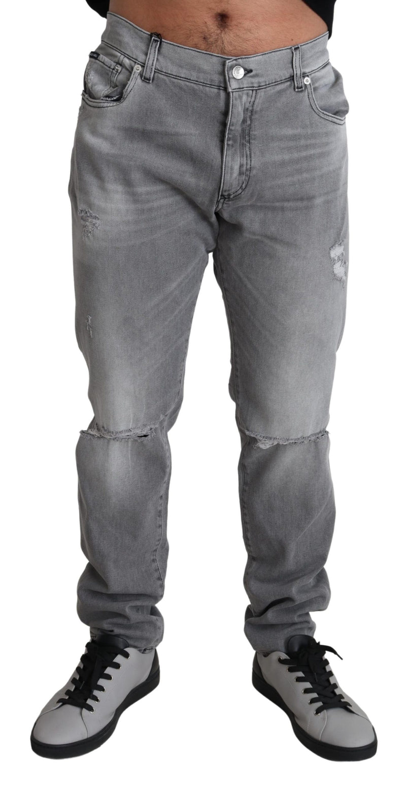 Gray Cotton Stretch Skinny Trouser Jeans