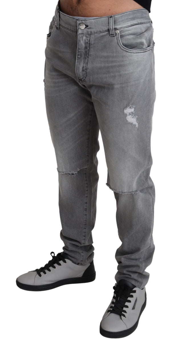 Gray Cotton Stretch Skinny Trouser Jeans
