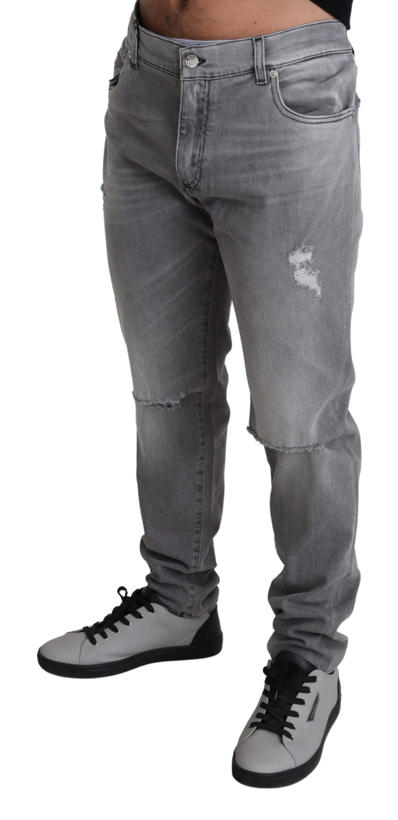 Gray Cotton Stretch Skinny Trouser Jeans