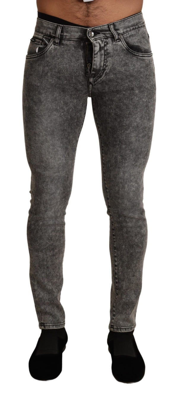 Gray Cotton Stretch Slim Fit Denim Jeans