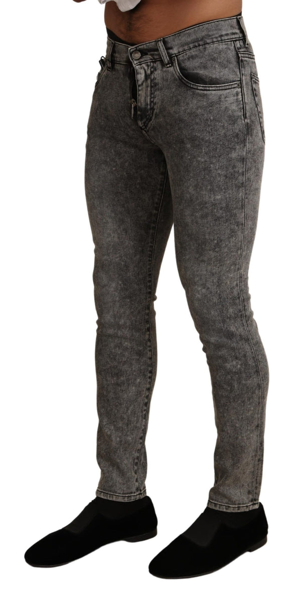 Gray Cotton Stretch Slim Fit Denim Jeans