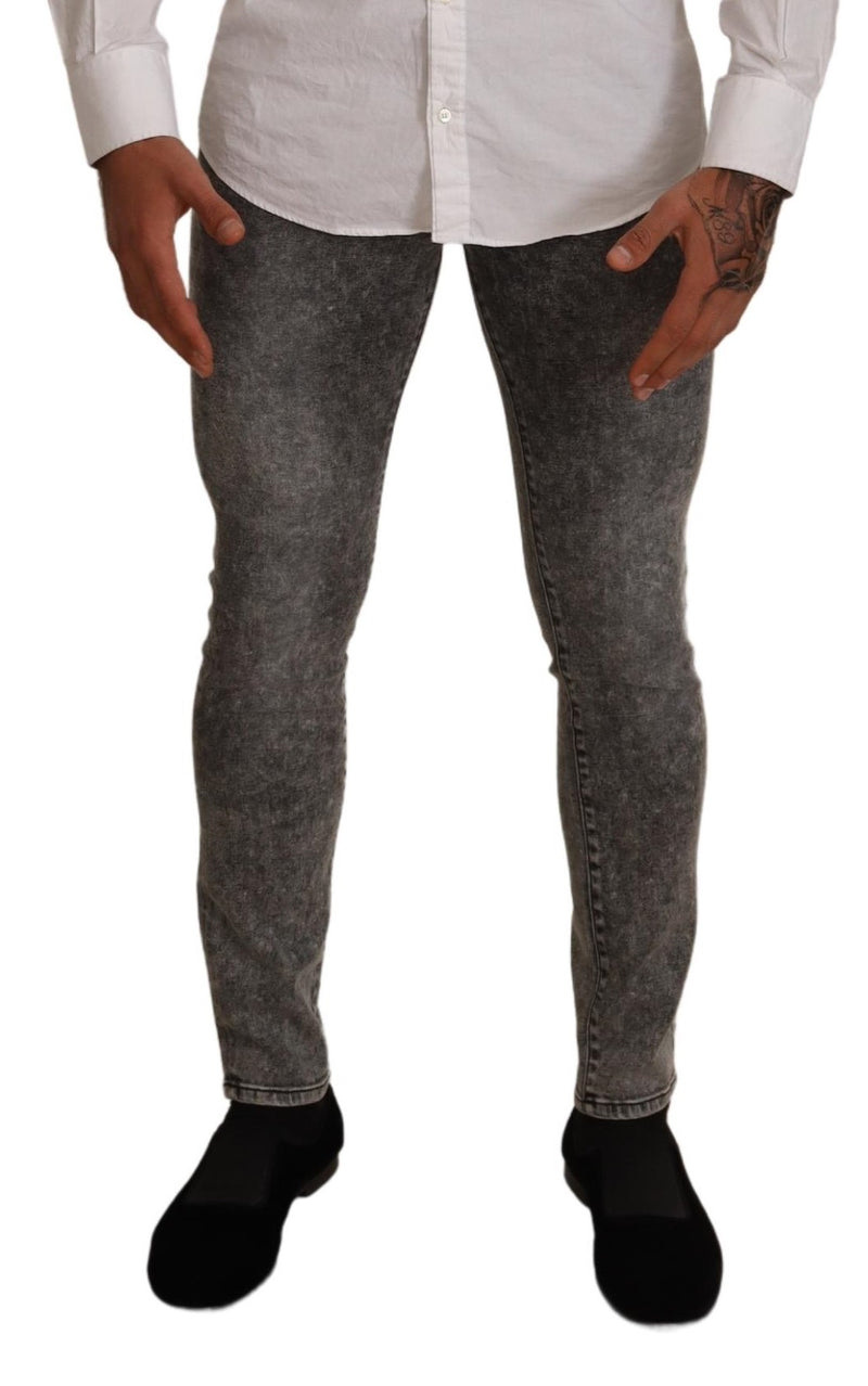 Gray Cotton Stretch Slim Fit Denim Jeans