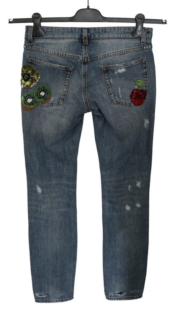 Blue Ripped PRETTY Trouser Cotton Jeans