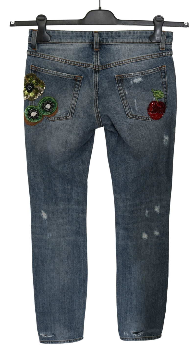 Blue Ripped PRETTY Trouser Cotton Jeans